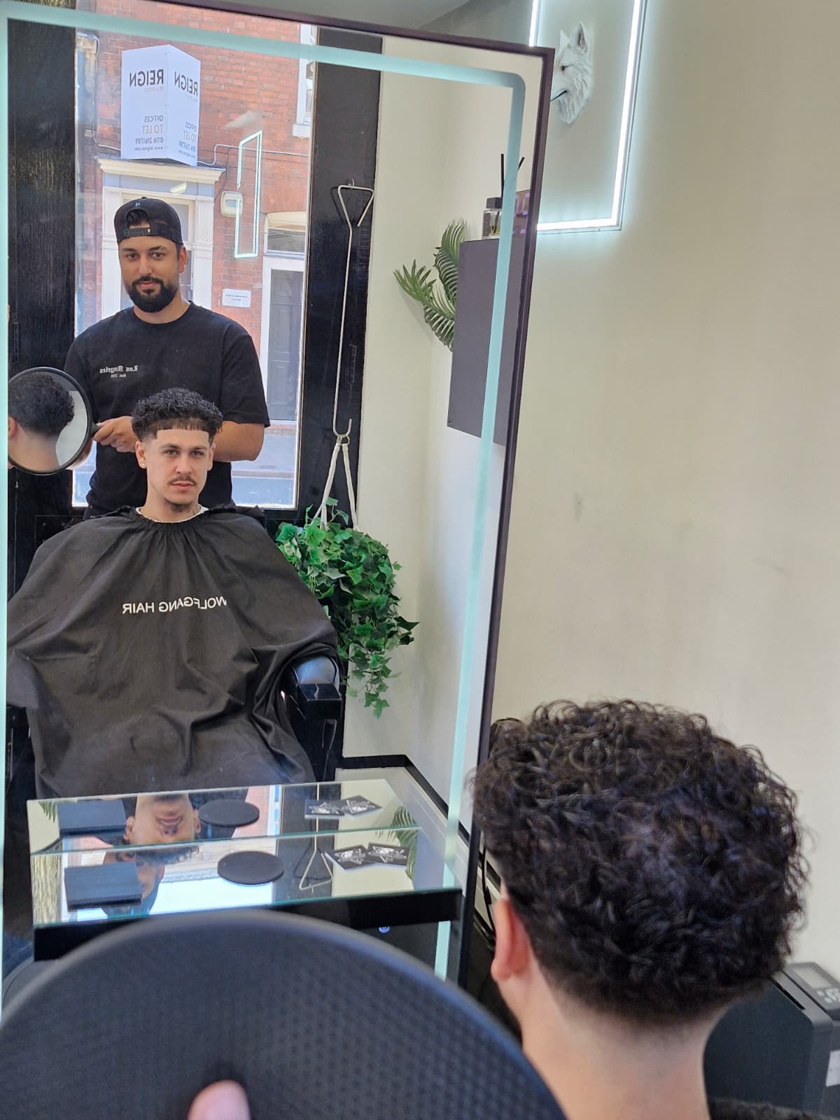 Curly haircut finish at Wolfgang Hair, Leicester